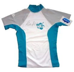 Katie Lycra Rashguard Kurzarm Frauen UV-Resistant - White/grey/green - XS